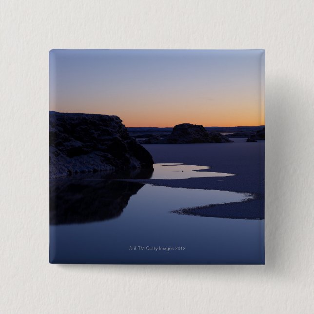 Vinter sjö Myvatn, island Knapp (Framsida)