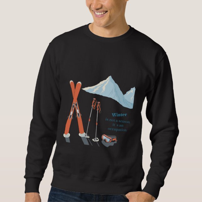 Vinter Skidåkning Citat – Mountain Adventure Desig Lång Ärmad Tröja (Framsida)