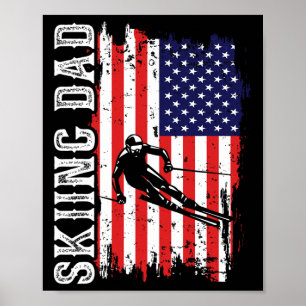 Vinter Skidåkning Pappa För Älskare Skidåkning Usa Poster