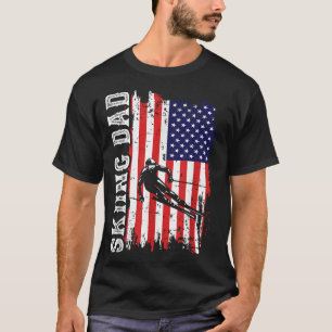 Vinter Skidåkning Pappa För Älskare Skidåkning Usa T Shirt