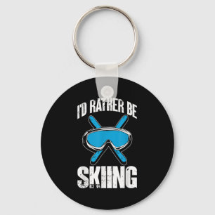 Vinter Skidåkning Rolig Skidåkare Jag Skulle Hellr Nyckelring