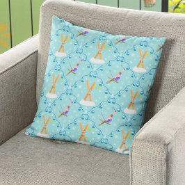 Vinter Skidning Damask Kudde