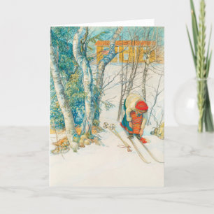 Vinter Skidor av Carl Larsson Helgkort