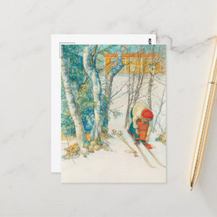 Vinter Skidor av Carl Larsson Vykort