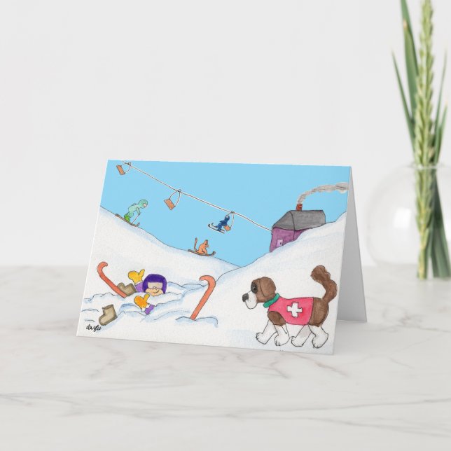 Vinter - Skidräddning Helgkort (Framsida)