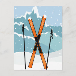 Vinter Skiing-vykort Vykort