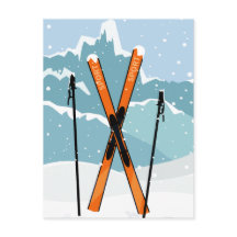 Vinter Skiing-vykort