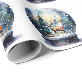 Vinter Skog Akvarell Renar Presentpapper