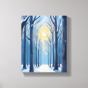 Vinter Skog Akvarell Träd Målning Canvastryck