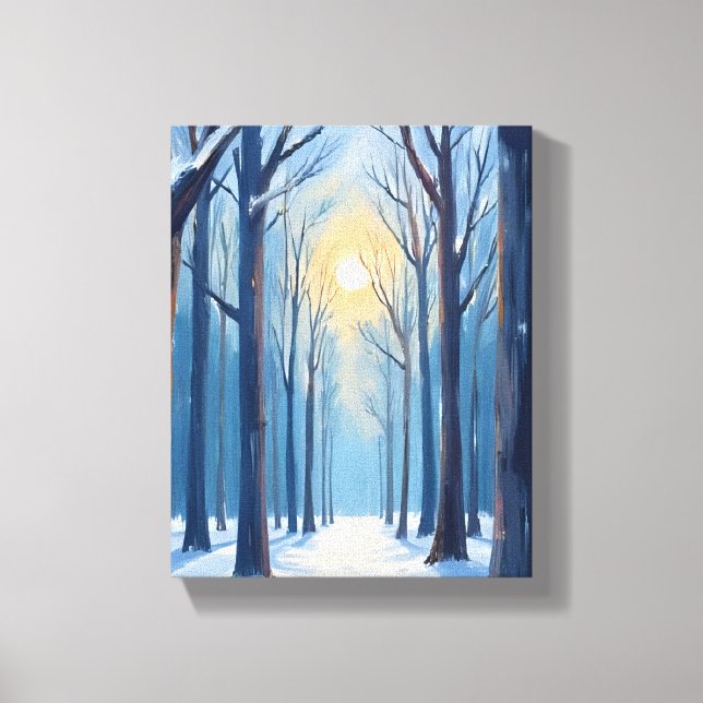 Vinter Skog Akvarell Träd Målning Canvastryck (Framsida)