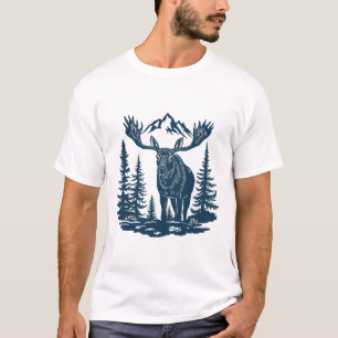 Vinter skog älg vid sjö t shirt