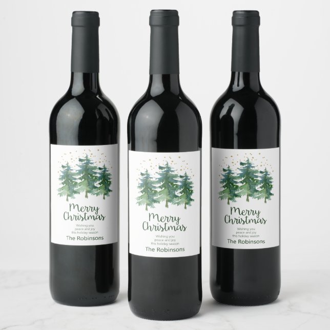 Vinter Skog God Jul Vin Etikett (Flaskor)