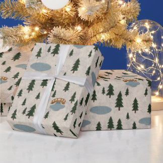 Vinter skog gran mönster presentpapper