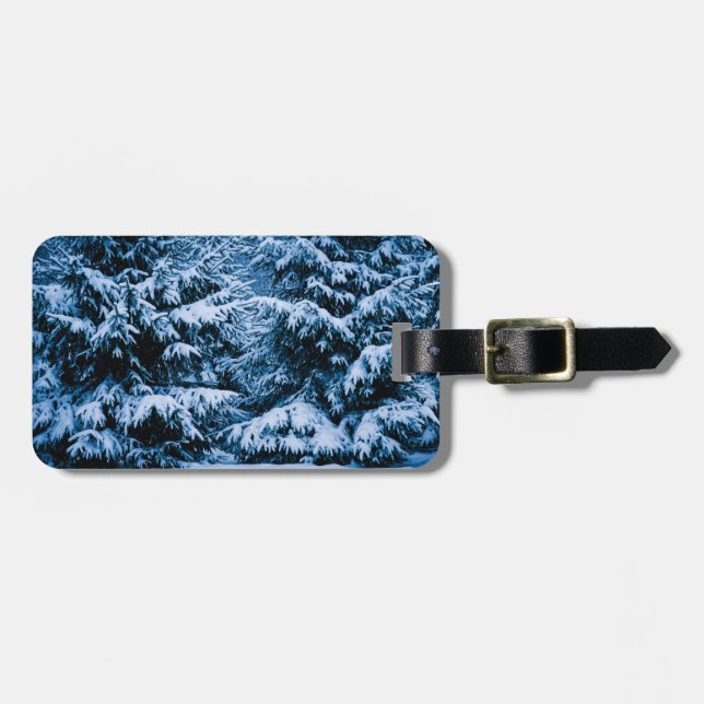 Vinter skog julgran bagagebricka (Horisontell Framsida)