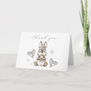 Vinter Skog Kanin Is Skate Baby Shower Tack Kort