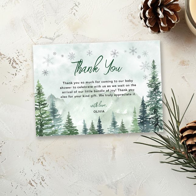Vinter skog Könsneutrala Babyshower Tack Kort (Skapare uppladdad)