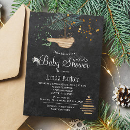 Vinter skog kritbräda akvarell baby shower inbjudningar
