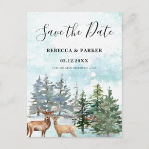 Vinter skog och hjortar Spara datum vykort