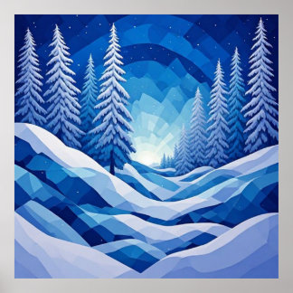 Vinter skog safirblå ❄️ poster
