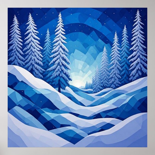 Vinter skog safirblå ❄️ poster (Framsidan)