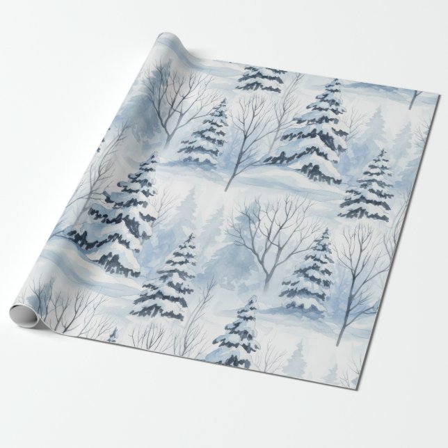 Vinter skog serenitet – Snötäckt skogsmark Presentpapper (Utrullad)