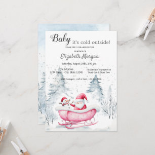 Vinter Skog Snygg Jul Tomte Baby Shower Inbjudningar