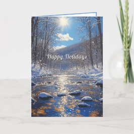 Vinter skog sol land flod jul kort