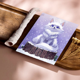 Vinter skog : söt snig Fox vilda djur Fototryck