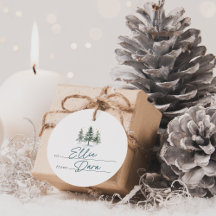Vinter Skog Tall Jul Presenter Gift Tags