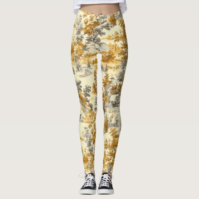 Vinter skog Toile de Jouy Mönster (11) Leggings (Framsida)