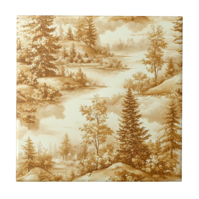 Vinter skog Toile de Jouy Mönster (12) Kakelplatta (Framsidan)