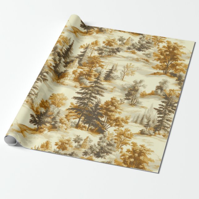 Vinter skog Toile de Jouy Mönster (13) Presentpapper (Utrullad)