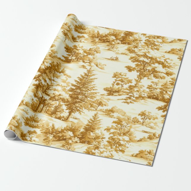 Vinter skog Toile de Jouy Mönster (5) Presentpapper (Utrullad)