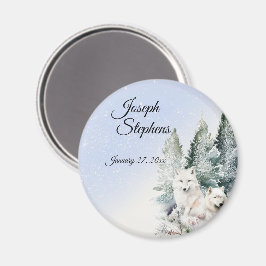Vinter Skog Vattenfärg Magnet
