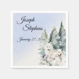 Vinter Skog Vattenfärg Pappers Servett
