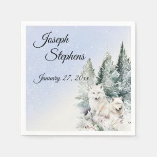 Vinter Skog Vattenfärg Pappers Servett