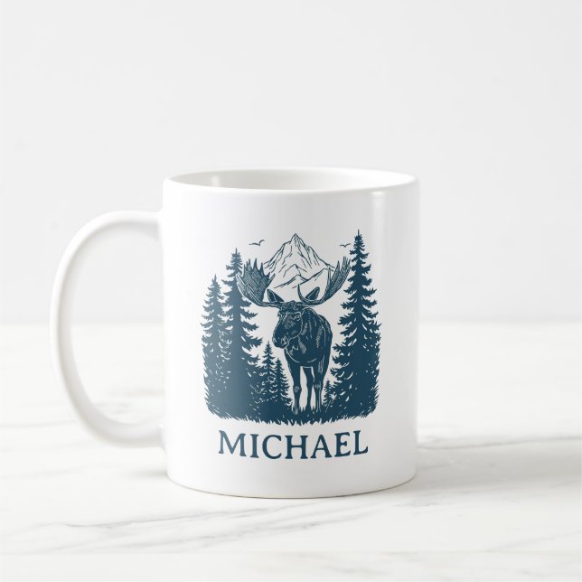 Vinter skog vildmark Älg Personlig   Kaffemugg (Vänster)