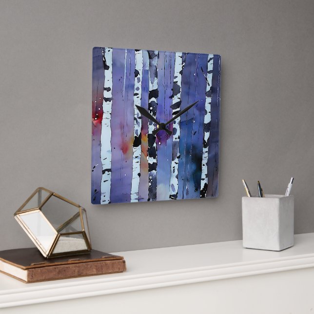 Vinter-Skogen Fyrkantig Klocka (Kontor)