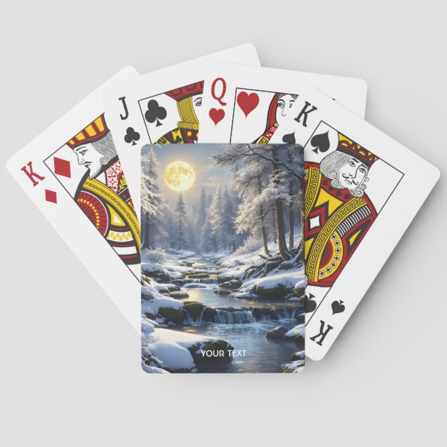 Vinter-skogen i Fantasy Cute Måne Casinokort (Baksidan)