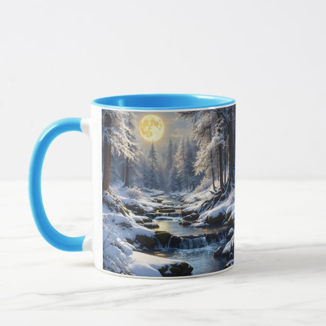 Vinter-skogen i Fantasy Cute Måne Mugg (Vänster)