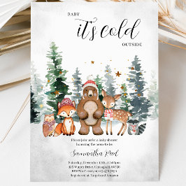 Vinter Skogs Baby Shower Inbjudningar