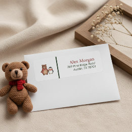 Vinter Skogs Baby Shower Returadress Etikett