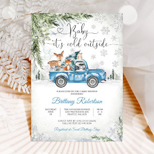 Vinter Skogs Djur Baby Shower Inbjudan