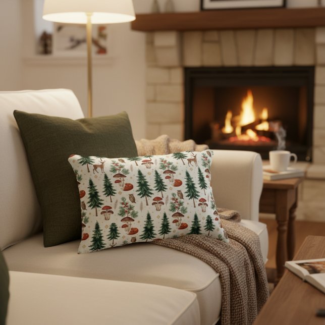 Vinter Skogs Djur Dekorativ Kudde (Winter Woodland Forest Animals Decorative Pillow)
