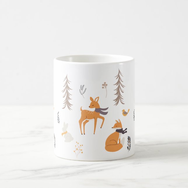 Vinter Skogs Djur Folk Art Jul Kaffemugg (Center)
