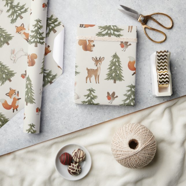Vinter Skogs Djur Jul Presentpapper (Hantverk)