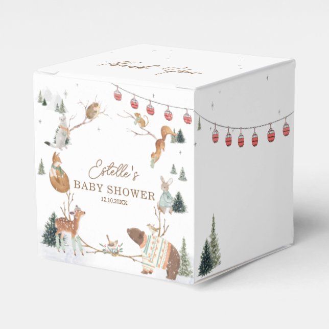 Vinter Skogs Djur Skog Bebis Baddare Tack Presentaskar (Framsidan Sidan)