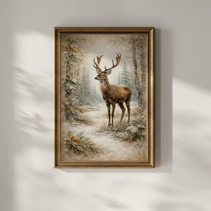 Vinter Skogs Hjort Poster