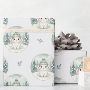 Vinter Skogs Kanin Baby Shower Presentpapper