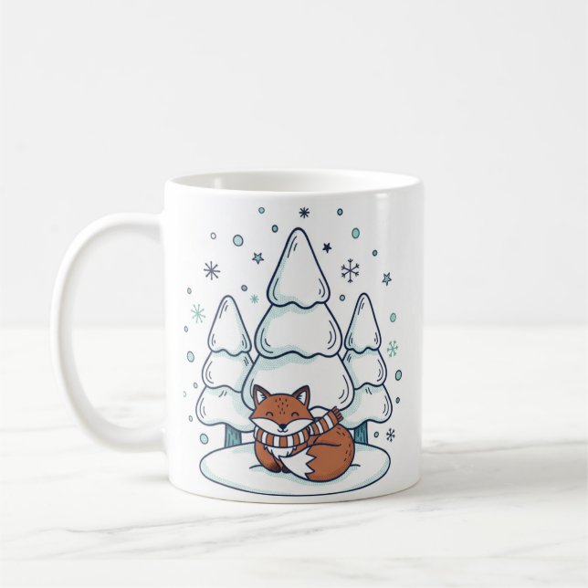 Vinter skogs keramikkopp (3,3 dl) kaffemugg (Vänster)